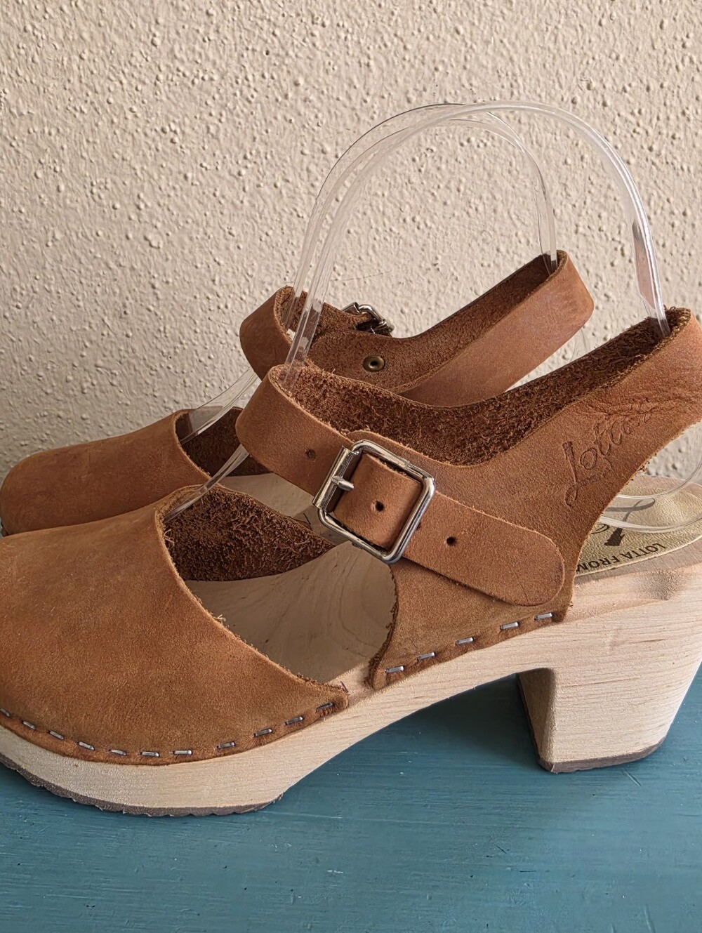 Lotta from Stockholm Highwood Oiled Nubuck Wooden Clogs Brown 37/6.5 - Picture 5 of 12
